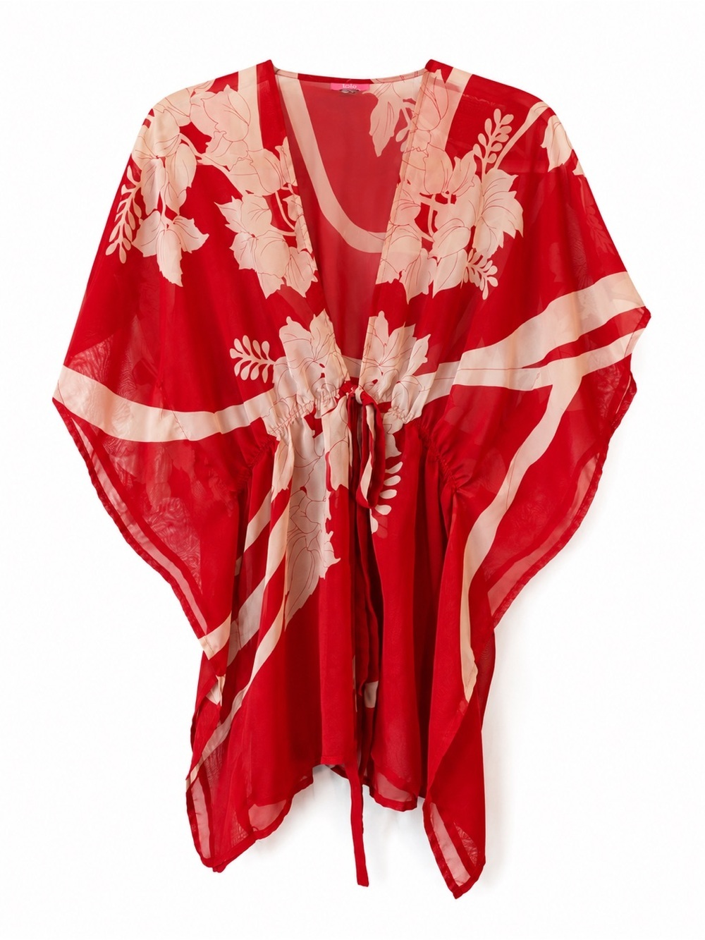LOLA | Red Sheer Floral Tie-Front Cover-Up